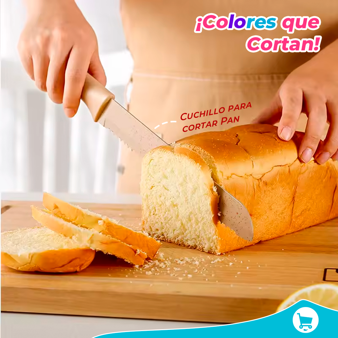 SET DE CUCHILLOS MULTICOLOR X 6 UNIDADES