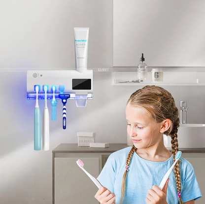 SOPORTE DE CEPILLOS 3 EN 1 | ESTERILIZADOR, ORGANIZADOR Y DISPENSADOR